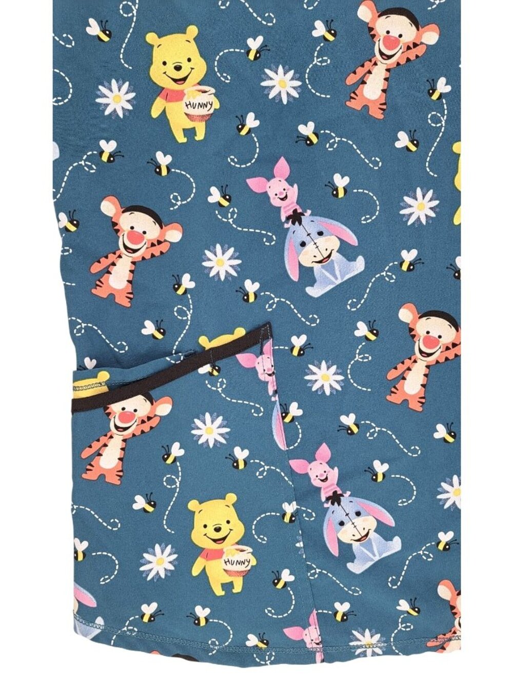 Disney Winnie The Pooh Scrub Top Tigger Eeyore V-Neck Short Sleeve Women Medium - Picture 6 of 10